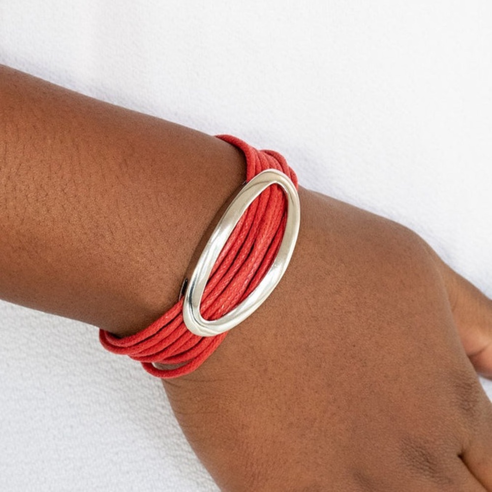 CORDED COUTURE RED PAPARAZZI BRACELET